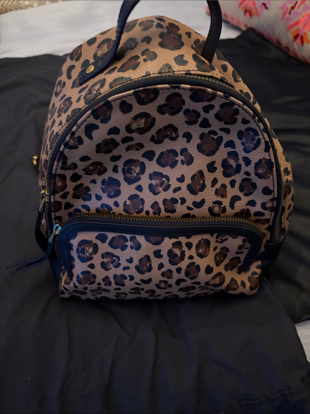 Leopard Print Mini Backpack in Brown